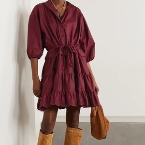 SEE BY CHLOÉ Tiered embroidered cotton-poplin mini dress Size 0 which is 34